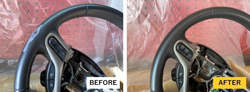 ステアリングハンドル表皮剥がれ補修