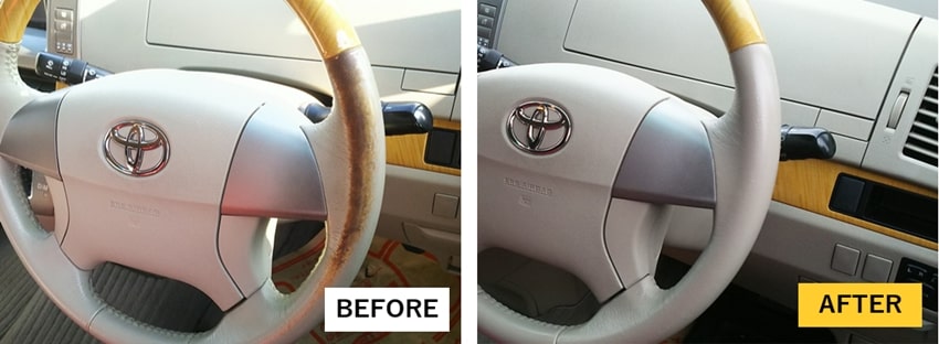 ステアリングハンドル擦れ　色褪せ補修